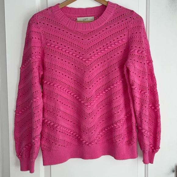 Loft Petite Open Stitch Crewneck sweater - Picture 1 of 3